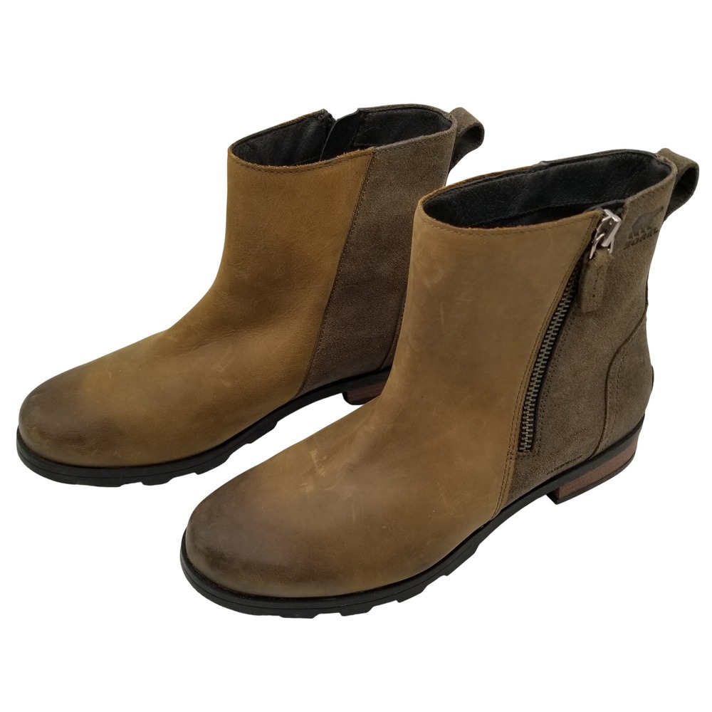 Sorel Phoenix Zip Boot Womens 10 Brown Waterproof‎ Leather Suede NL3312-245